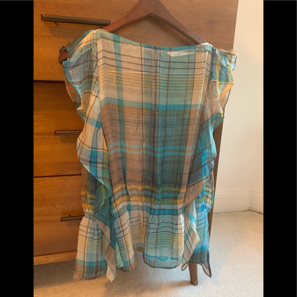 Zara Sheer Plaid Print Shirt